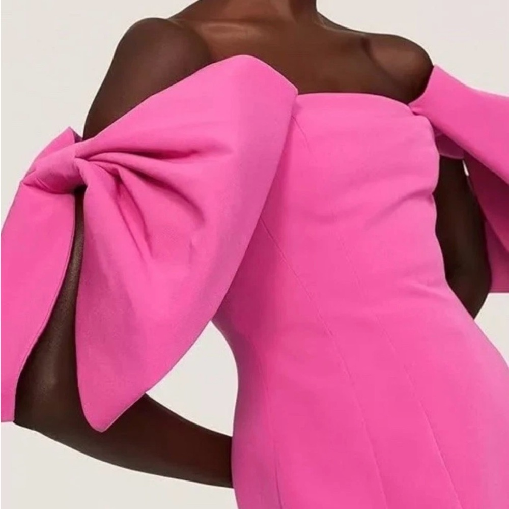 TOCCIN Design Collective Bow Sleeve Mini Dress Size 0 Pink Formal Cocktail - Picture 5 of 11